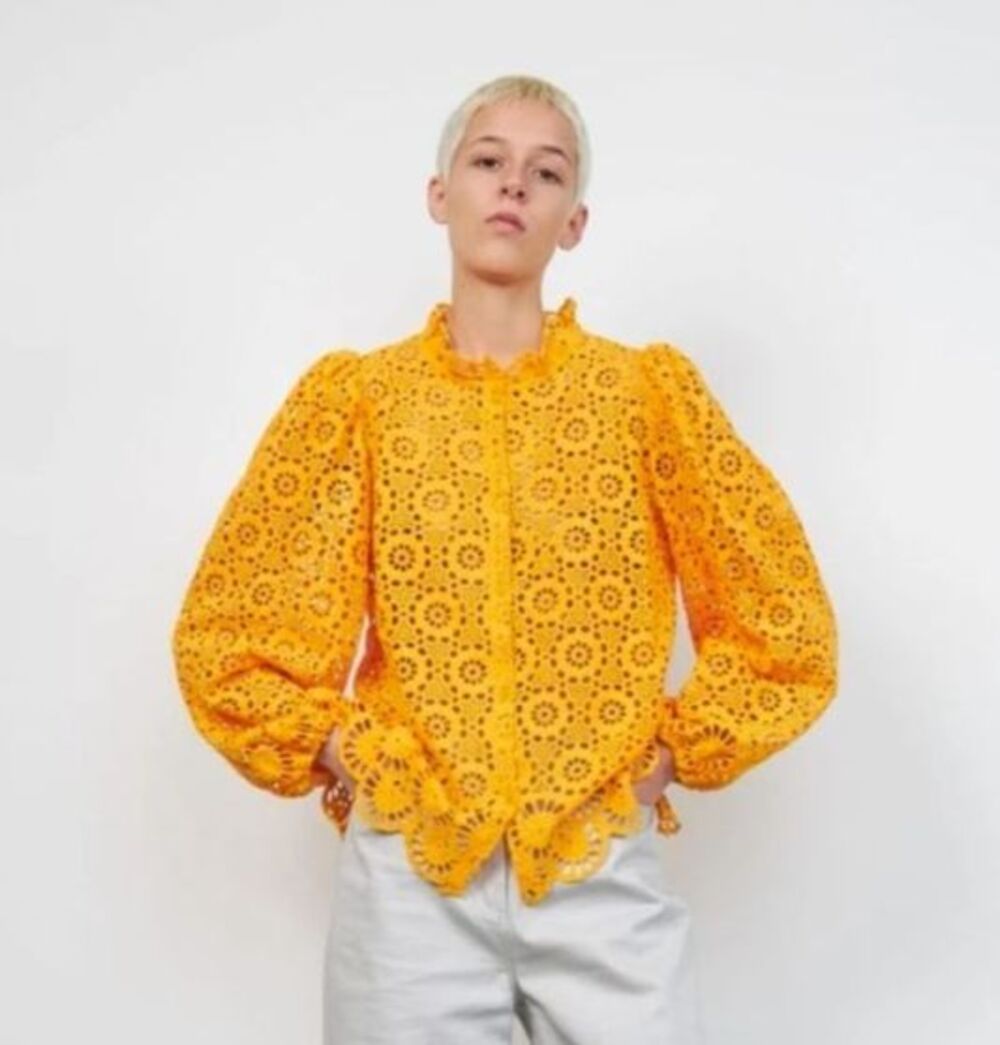 Stella Nova ABNA Eyelet Lace Blouse in Orange Papaya Size $269 EU 34, US Small